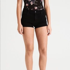 American Eagle Black Denim X4 Hi-Rise Shortie 🌑